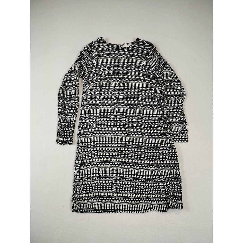 H&M‎ Shift Dress Women's 6 Black White Tribal Geometric Classiccore Minimalist